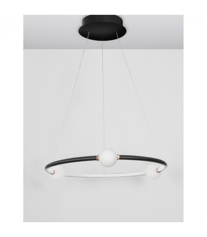 Celia Integrated LED Pendant Ceiling Light Dimmable Black Aluminium Opal Glass LED 36W 2036Lm 3000K-4