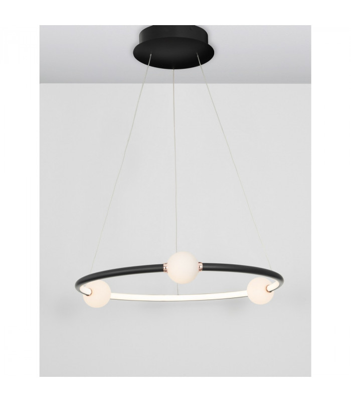 Celia Integrated LED Pendant Ceiling Light Dimmable Black Aluminium Opal Glass LED 36W 2036Lm 3000K-5