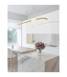 Celia Bar Pendant Ceiling Light Dimmable Satin Gold Aluminium Opal Glass LED 44.2W 2660Lm 3000K 100-2