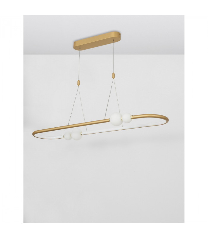 Celia Bar Pendant Ceiling Light Dimmable Satin Gold Aluminium Opal Glass LED 44.2W 2660Lm 3000K 100-4