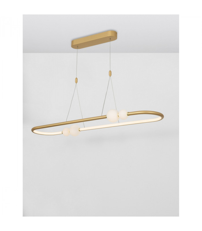 Celia Bar Pendant Ceiling Light Dimmable Satin Gold Aluminium Opal Glass LED 44.2W 2660Lm 3000K 100-5