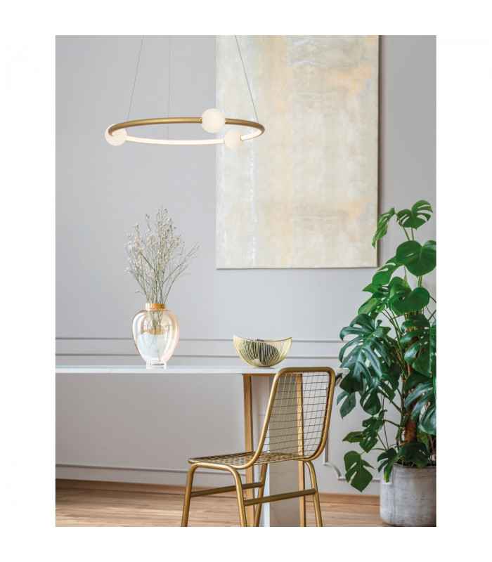 Celia Integrated LED Pendant Ceiling Light Dimmable Satin Gold Aluminium Opal Glass LED 36W 2036Lm 3000K-2
