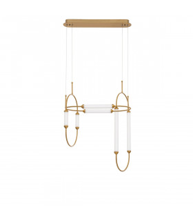 Zimba Integrated LED Pendant Ceiling Light Gold Brass Metal White Glossy Glass LED 54W 5546Lm 3000K-1