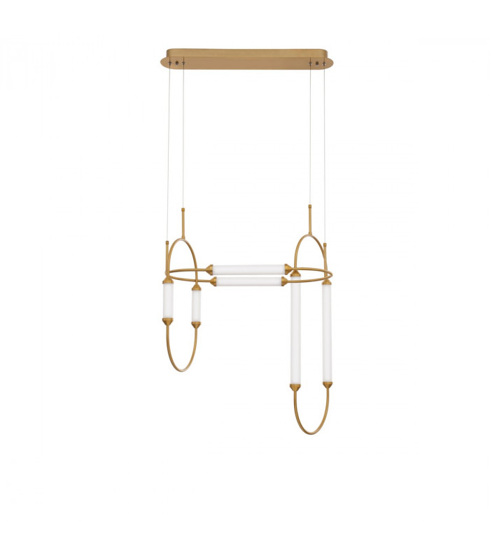 Zimba Integrated LED Pendant Ceiling Light Gold Brass Metal White Glossy Glass LED 54W 5546Lm 3000K-1