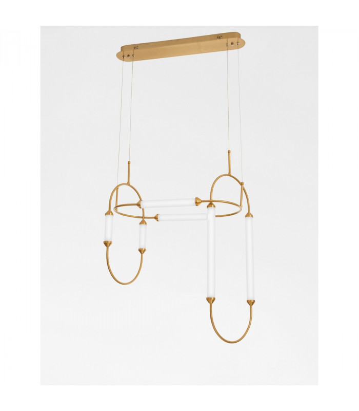 Zimba Integrated LED Pendant Ceiling Light Gold Brass Metal White Glossy Glass LED 54W 5546Lm 3000K-3