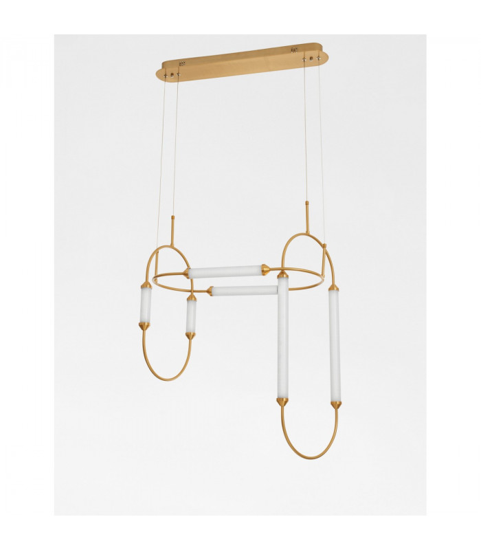 Zimba Integrated LED Pendant Ceiling Light Gold Brass Metal White Glossy Glass LED 54W 5546Lm 3000K-4