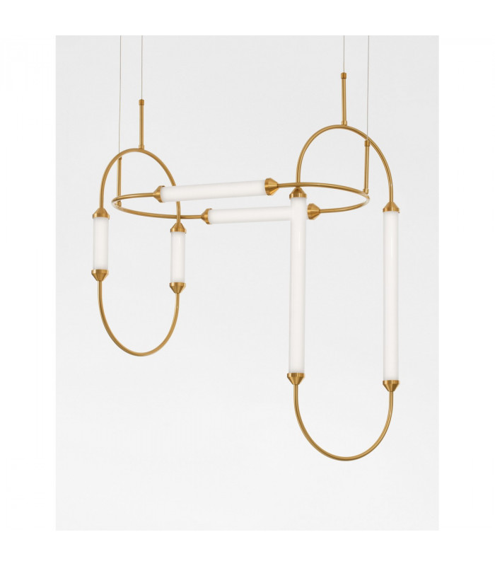 Zimba Integrated LED Pendant Ceiling Light Gold Brass Metal White Glossy Glass LED 54W 5546Lm 3000K-5