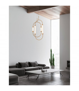 Zimba Integrated LED Pendant Ceiling Light Gold Brass Metal White Glossy Glass LED 28W 2939Lm 3000K-2