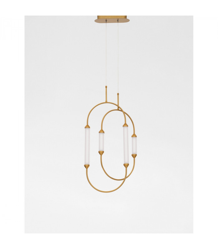 Zimba Integrated LED Pendant Ceiling Light Gold Brass Metal White Glossy Glass LED 28W 2939Lm 3000K-3