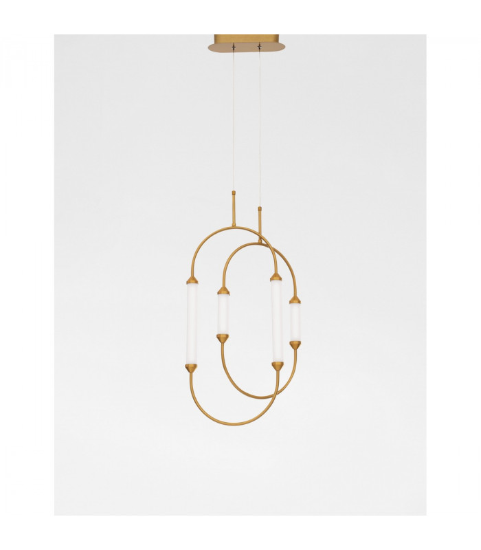 Zimba Integrated LED Pendant Ceiling Light Gold Brass Metal White Glossy Glass LED 28W 2939Lm 3000K-4