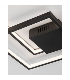 Porto 2 Square Integrated LED Semi Flush Light Sandy Black Steel Aluminium LED 30W 2030Lm 3000K-2