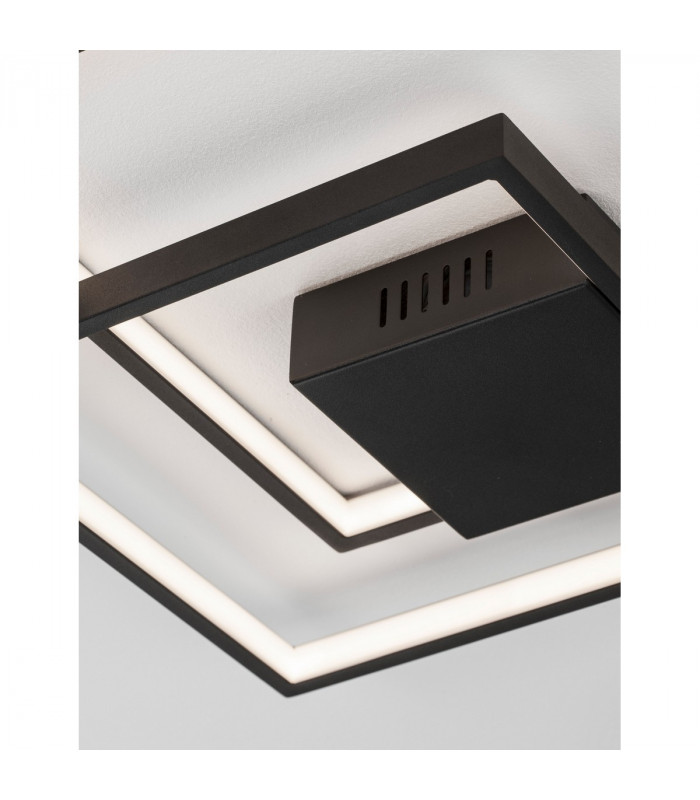 Porto 2 Square Integrated LED Semi Flush Light Sandy Black Steel Aluminium LED 30W 2030Lm 3000K-2