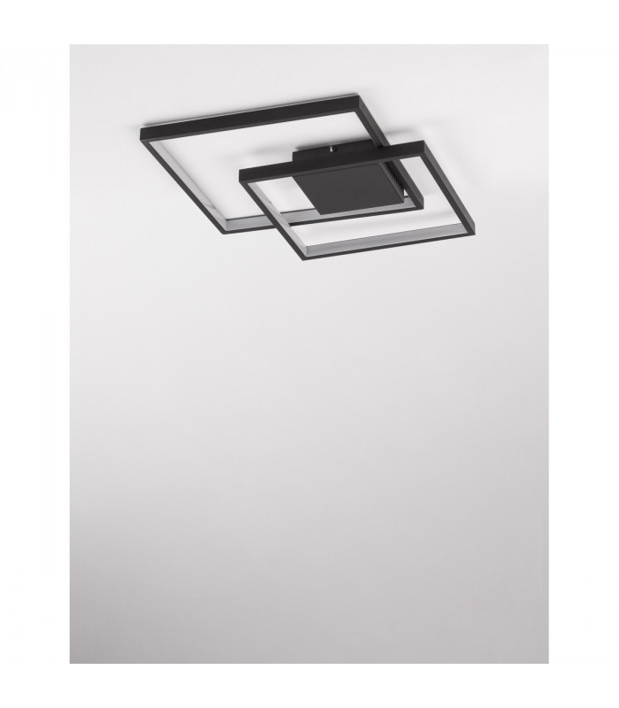 Porto 2 Square Integrated LED Semi Flush Light Sandy Black Steel Aluminium LED 30W 2030Lm 3000K-3