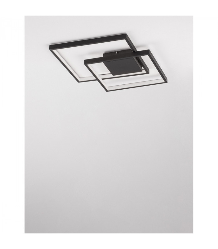 Porto 2 Square Integrated LED Semi Flush Light Sandy Black Steel Aluminium LED 30W 2030Lm 3000K-4