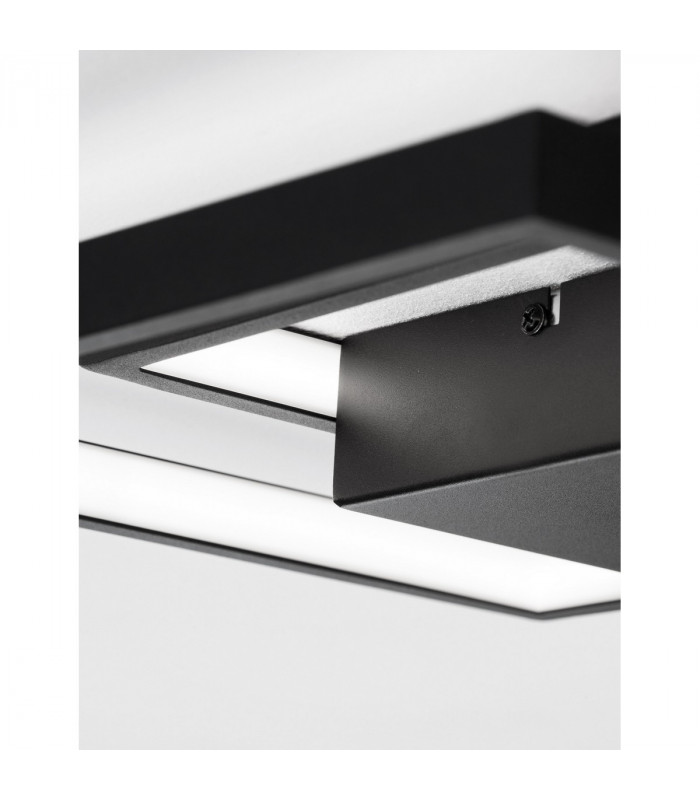 Porto 2 Square Integrated LED Semi Flush Light Sandy Black Steel Aluminium LED 30W 2030Lm 3000K-5