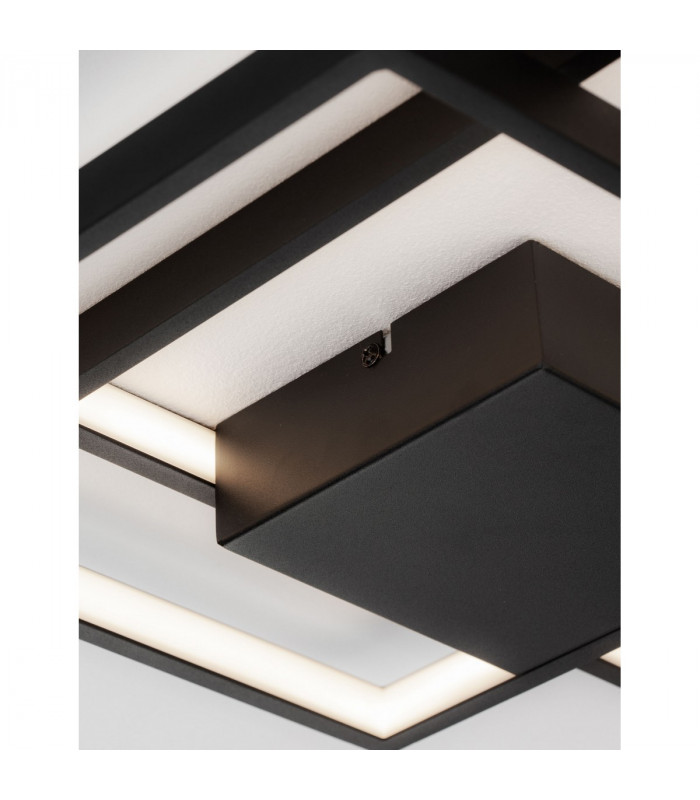 Porto 2 Square Integrated LED Semi Flush Light Sandy Black Steel Aluminium LED 30W 2030Lm 3000K-6