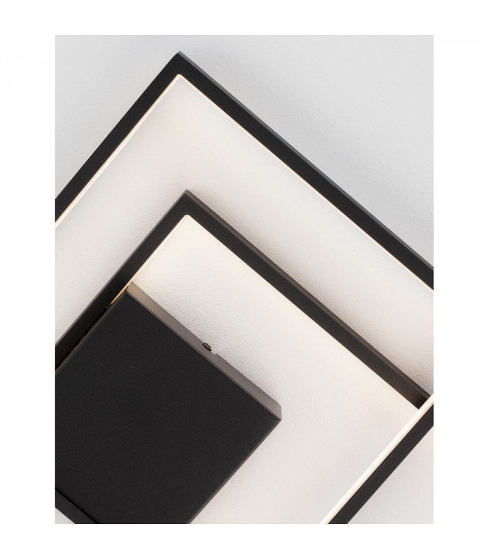 Porto 2 Square Integrated LED Semi Flush Light Sandy Black Steel Aluminium LED 30W 2030Lm 3000K-7