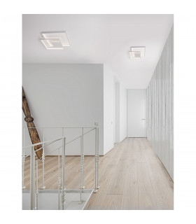 Porto 2 Square Integrated LED Semi Flush Light Sandy White Steel Aluminium LED 30W 203Lm 3000K-2