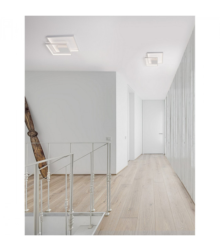 Porto 2 Square Integrated LED Semi Flush Light Sandy White Steel Aluminium LED 30W 203Lm 3000K-2