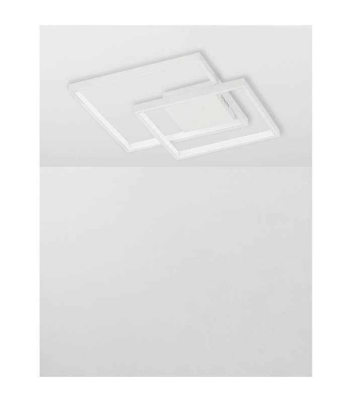 Porto 2 Square Integrated LED Semi Flush Light Sandy White Steel Aluminium LED 30W 203Lm 3000K-4