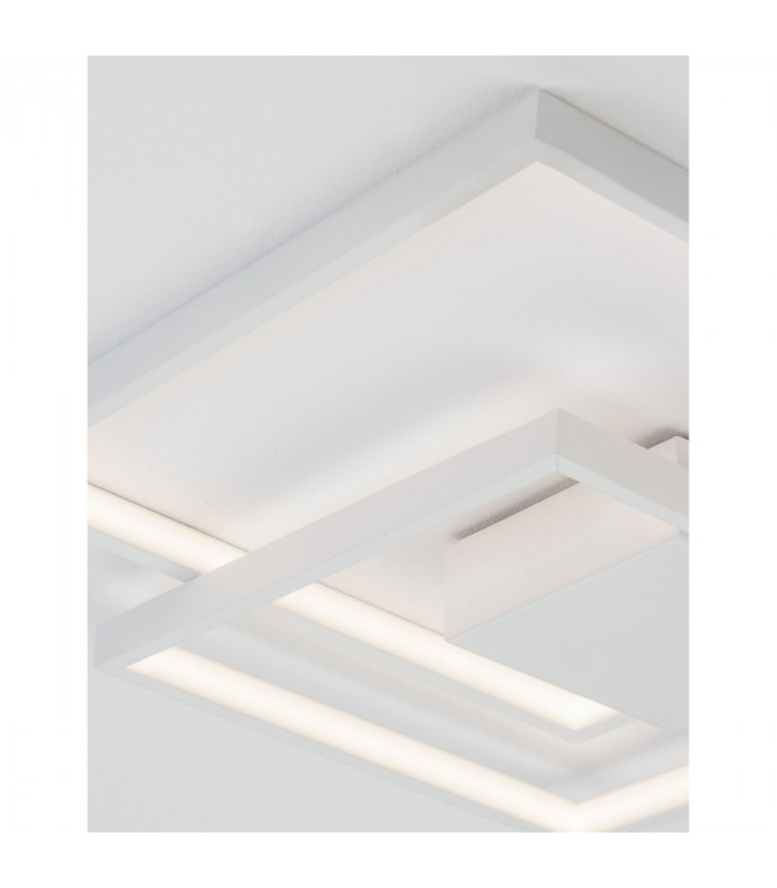 Porto 2 Square Integrated LED Semi Flush Light Sandy White Steel Aluminium LED 30W 203Lm 3000K-5