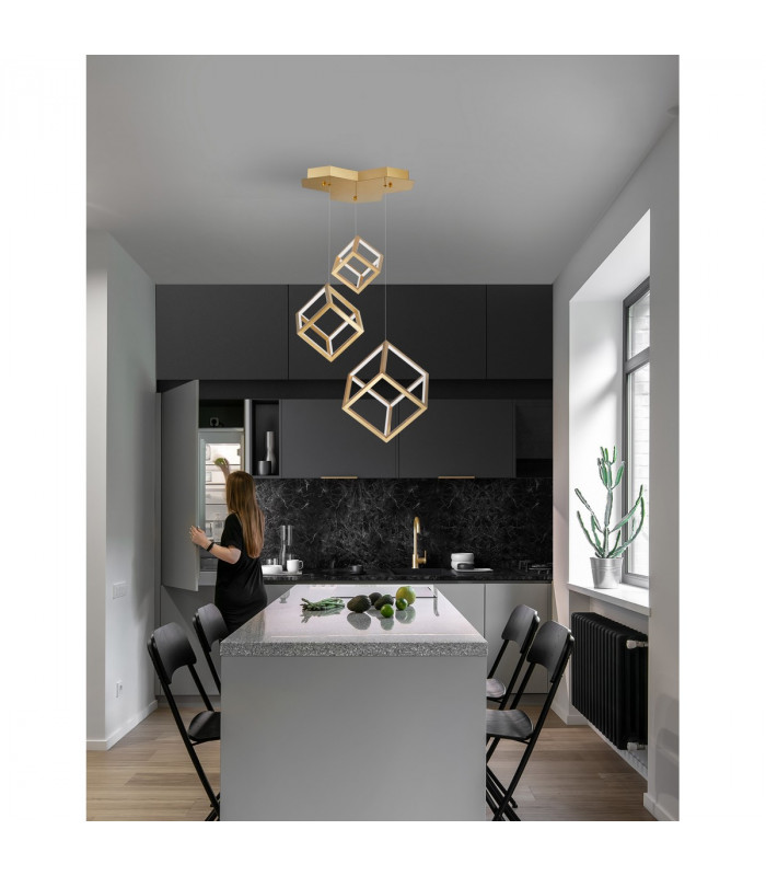 Gabbia Integrated LED Pendant Ceiling Light Gold Aluminium Silicone LED 110W 8250Lm 3000K-2