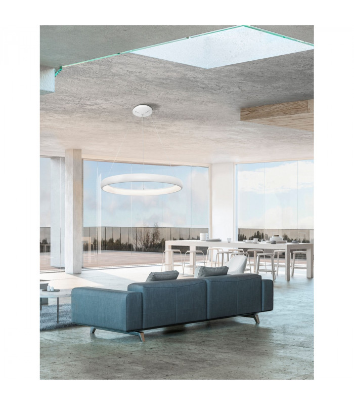 Albi 81cm Integrated LED Pendant Ceiling Light Sandy White Aluminium LED 80W 4000Lm 3000K-2