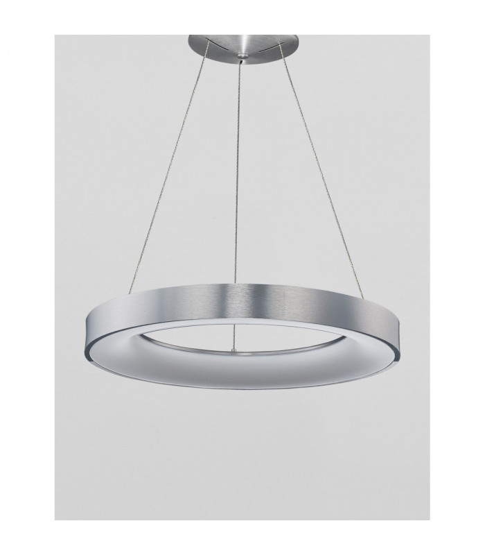 Rando Thin 60cm Integrated LED Pendant Ceiling Light Brushed Silver Aluminium LED 50W 3250Lm 3000K-3