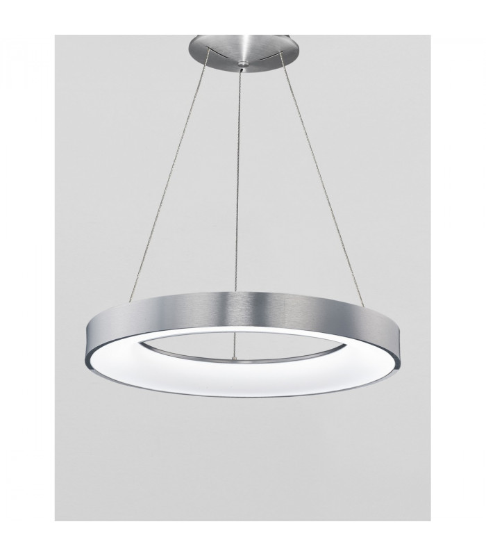 Rando Thin 60cm Integrated LED Pendant Ceiling Light Brushed Silver Aluminium LED 50W 3250Lm 3000K-4