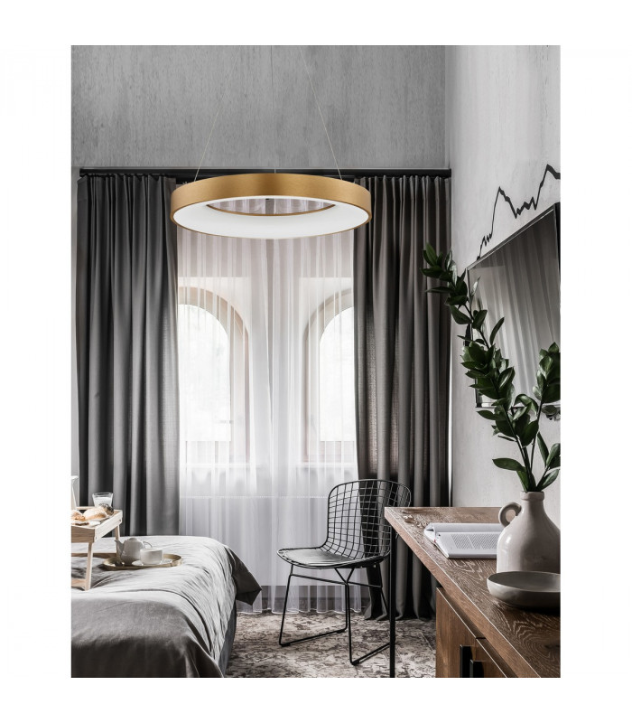 Rando Thin 60cm Integrated LED Pendant Ceiling Light Brushed Gold Aluminium LED 50W 3250Lm 3000K-2