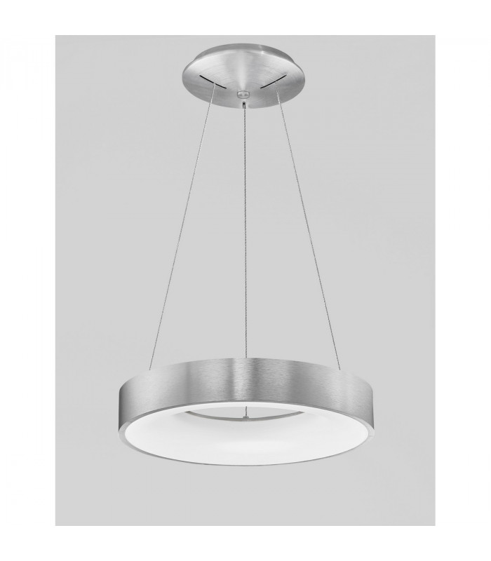 Rando Thin 38cm Integrated LED Pendant Ceiling Light Brushed Silver Aluminium LED 30W 1950Lm 3000K-3