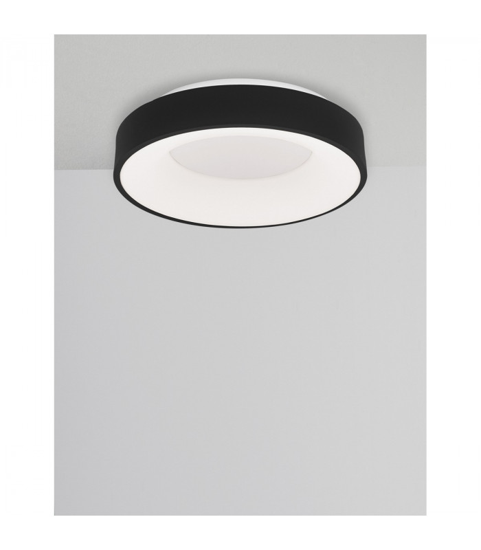 Rando Thin 38cm Integrated LED Semi Flush Light Sandy Black Aluminium LED 30W 1950Lm 3000K-3