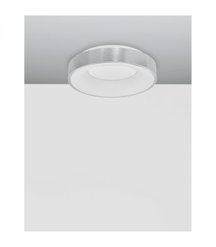 Rando Thin 38cm Integrated LED Semi Flush Light Brushed Silver Aluminium LED 30W 1950Lm 3000K-3