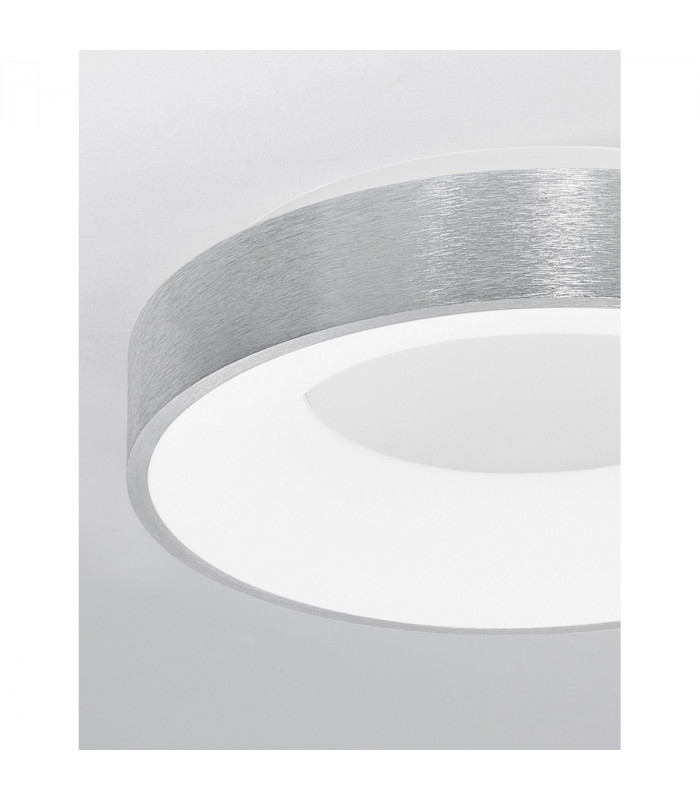 Rando Thin 38cm Integrated LED Semi Flush Light Brushed Silver Aluminium LED 30W 1950Lm 3000K-4