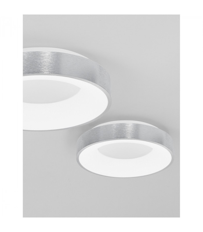 Rando Thin 38cm Integrated LED Semi Flush Light Brushed Silver Aluminium LED 30W 1950Lm 3000K-5