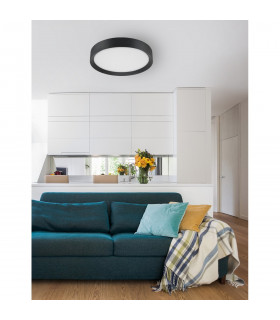 Luton 55cm Integrated LED Semi Flush Light Sandy Black Aluminium Matt White LED 47W 3525Lm 3000K-2