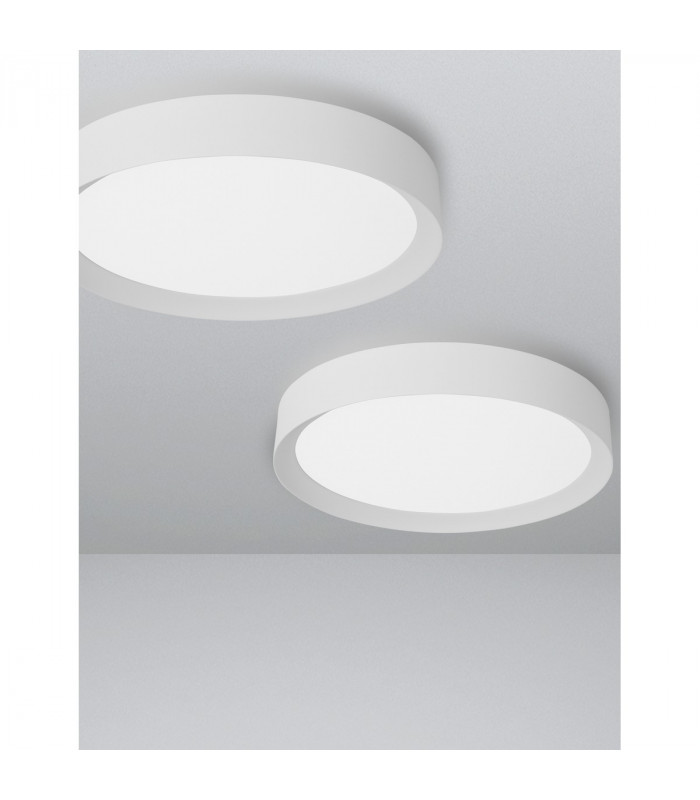 Luton 55cm Integrated LED Semi Flush Light Sandy White Aluminium Matt White LED 47W 3525Lm 3000K-5