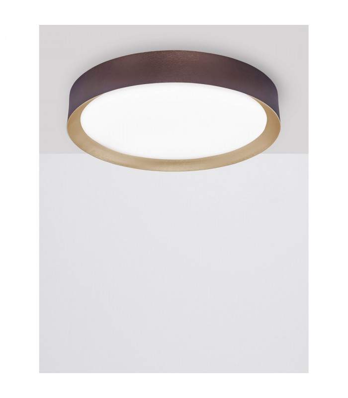 Luton 55cm Integrated LED Semi Flush Light Coffee Brown Aluminium Matt White LED 47W 3525Lm 3000K-3