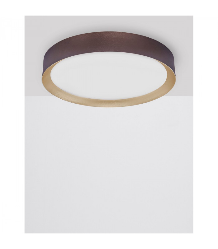 Luton 55cm Integrated LED Semi Flush Light Coffee Brown Aluminium Matt White LED 47W 3525Lm 3000K-4