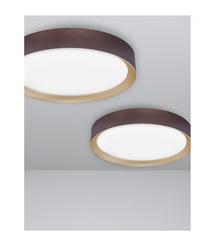 Luton 55cm Integrated LED Semi Flush Light Coffee Brown Aluminium Matt White LED 47W 3525Lm 3000K-6