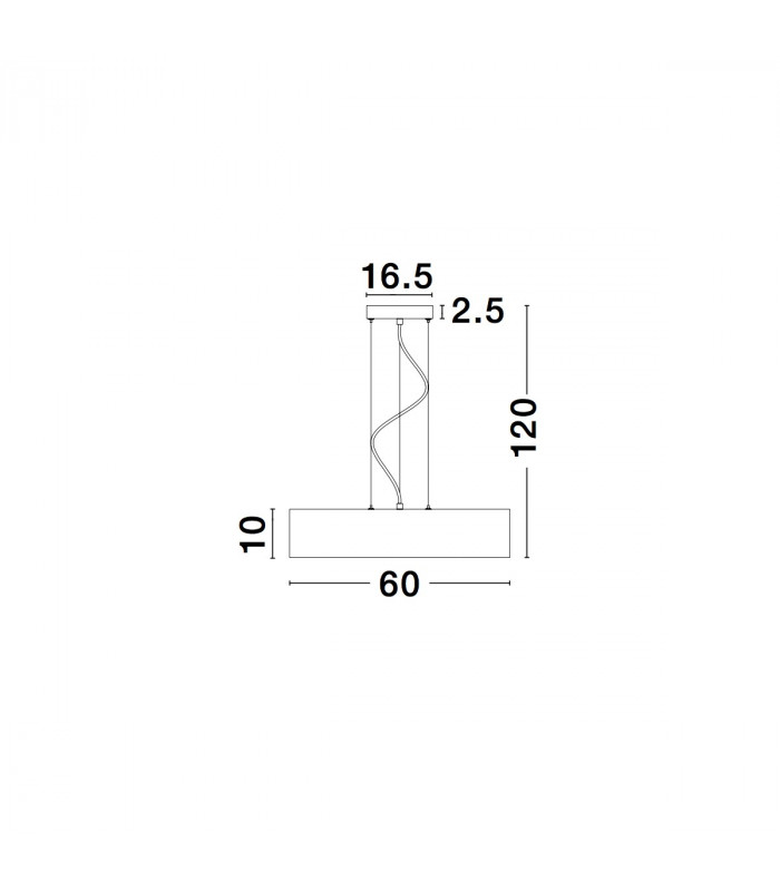 Roda 60cm Integrated LED Pendant Ceiling Light Grey Aluminium LED 46W 2760Lm 3000K-3