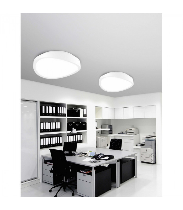 Onda 40cm Integrated LED Semi Flush Light White Iron Glass LED 27W 990Lm 3000K-2