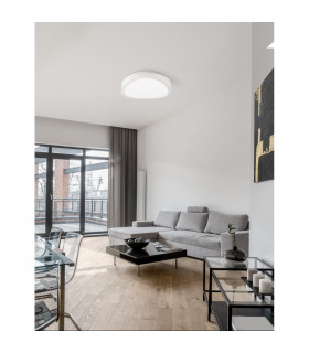 Onda 50cm Integrated LED Semi Flush Light White Iron Glass LED 45W 1600Lm 3000K-2