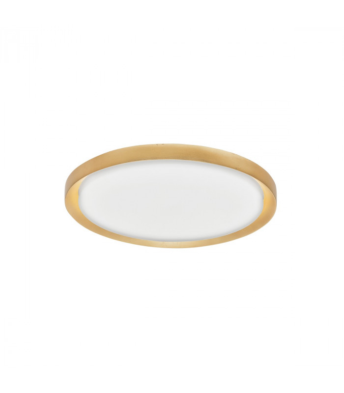 Troy 46cm Integrated LED Semi Flush Light Metal Golden Leaf Outside White Inside LED 40W 2200Lm 3000K-1