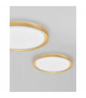 Troy 46cm Integrated LED Semi Flush Light Metal Golden Leaf Outside White Inside LED 40W 2200Lm 3000K-2