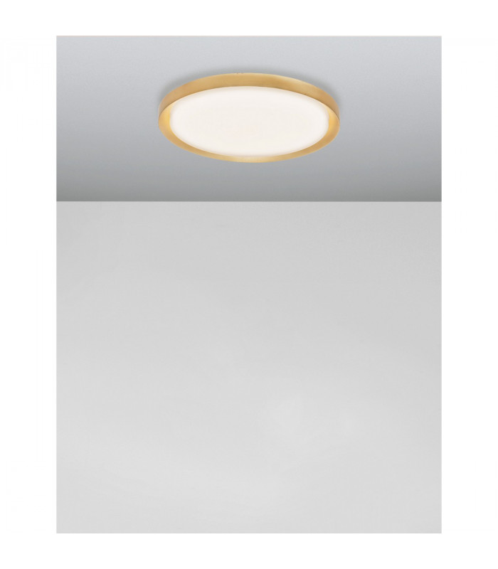 Troy 46cm Integrated LED Semi Flush Light Metal Golden Leaf Outside White Inside LED 40W 2200Lm 3000K-3