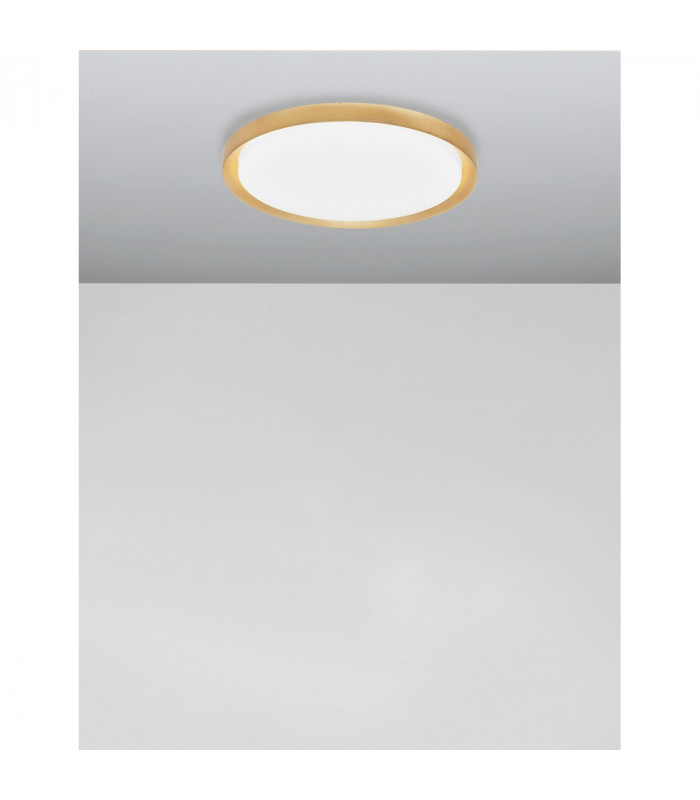 Troy 46cm Integrated LED Semi Flush Light Metal Golden Leaf Outside White Inside LED 40W 2200Lm 3000K-4