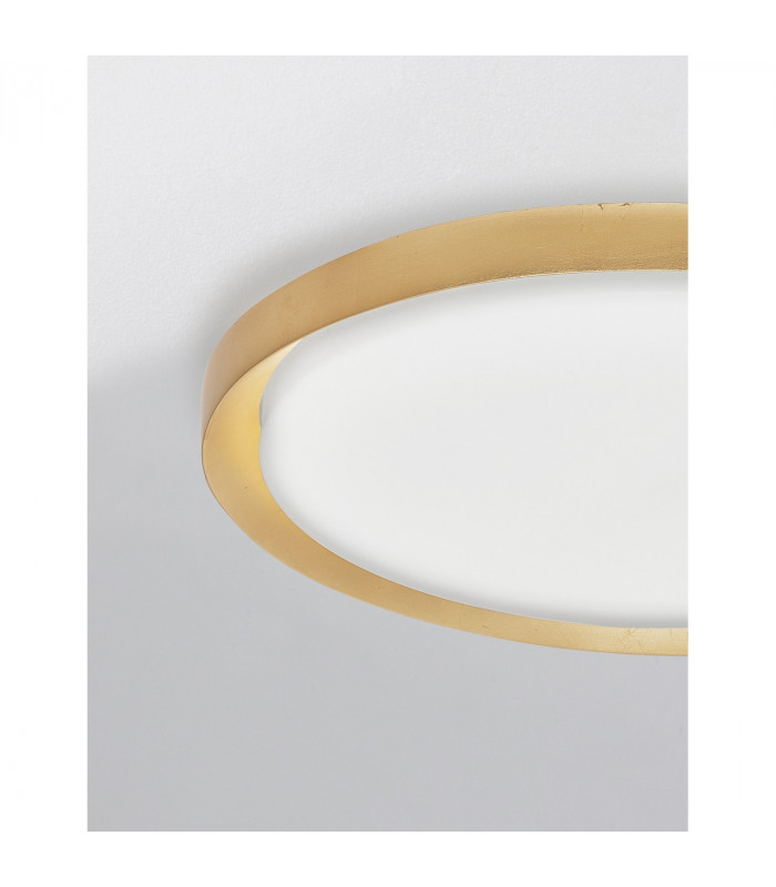 Troy 46cm Integrated LED Semi Flush Light Metal Golden Leaf Outside White Inside LED 40W 2200Lm 3000K-5