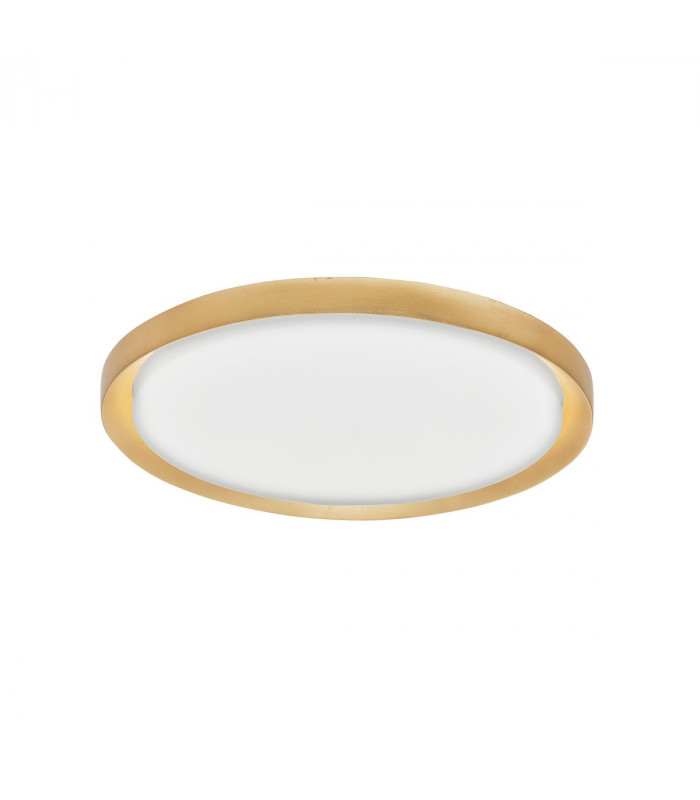 Troy 56cm Integrated LED Semi Flush Light Metal Golden Leaf Outside White Inside LED 50W 2750Lm 3000K-1
