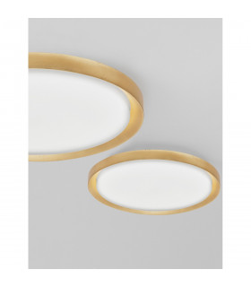 Troy 56cm Integrated LED Semi Flush Light Metal Golden Leaf Outside White Inside LED 50W 2750Lm 3000K-2